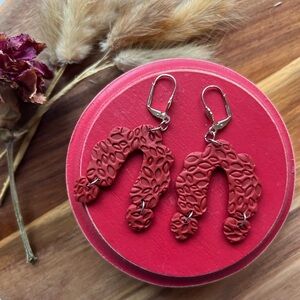 Burgundy Clay Arch Earrings